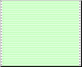Computerpapier 1-fach 375 mm x 12'', 60g, grüne Leselinien, ohne Längsperforation, 2000 Blatt