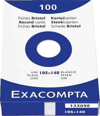 EXCACOMPTA Karteikarten, blanko/13309E, weiß, A6, Inh. 100