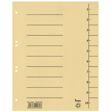 bene Trennblätter A4 durchgefärbt/97300, gelb, A4, Inh. 100