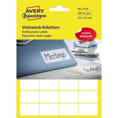 Avery Zweckform Vielzwecketikett 3319 29x18mm weiß 960 Stück