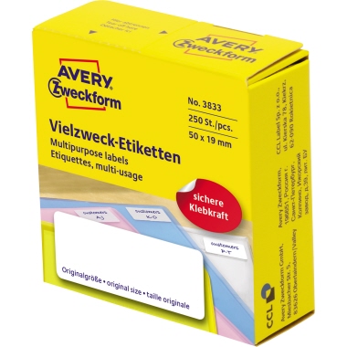 Avery Zweckform Etikett 3833 50x19mm weiß 250 Stück