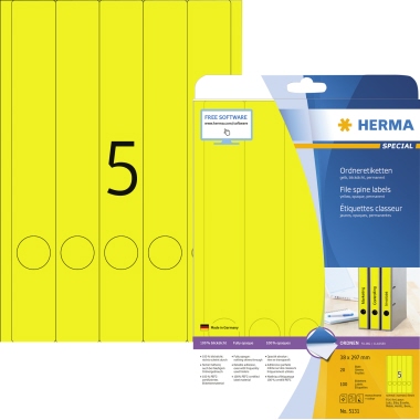 HERMA Ordneretiketten 5131 DIN A4 38x297mm gelb 100 Stück