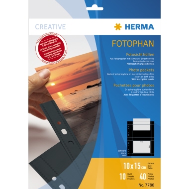 HERMA Fotosichthülle Fotophan 7786 10x15cm quer schwarz 10 Stück