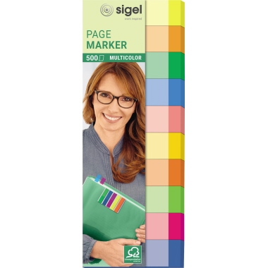 SIGEL Haftmarker Multicolor HN682 50x150mm f. sort 500 Blatt