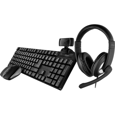 Trust HomeOffice-Set Qoby TRU24043 4in1 Tastatur/Maus/Webcam/Headset