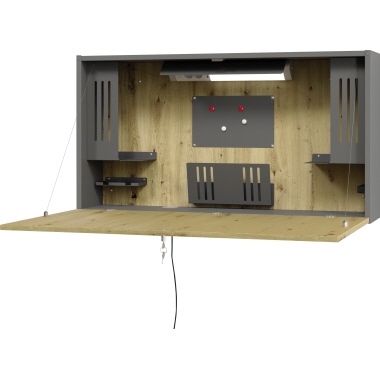 Wandschreibtisch - mobiles Büro für das Home Office Graphit/Asteiche