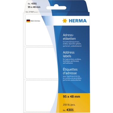 HERMA Adressetikett 4301 95x48mm weiß 250 Stück