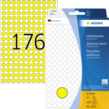 HERMA Markierungspunkt 2211 8mm Papier gelb 5.632 Stück
