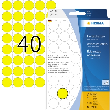 HERMA Markierungspunkt 2251 19mm Papier gelb 1.280 Stück