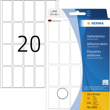 HERMA Vielzwecketikett 2400 19x40mm Papier weiß 640 Stück