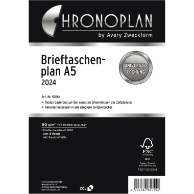 Chronoplan Brieftaschenplaner 50264 148x21mm 1M/1S