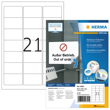 HERMA Etikett Movables 10301 63,5x38,1mm weiß 2.100 Stück