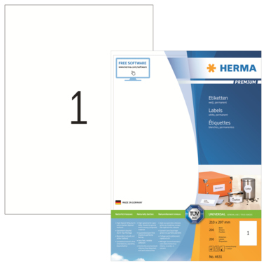 HERMA Etikett PREMIUM 4631 210x297mm weiß 200 Stück