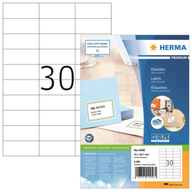 HERMA Etikett Premium 4456 70x29,7mm weiß 3.000 Stück