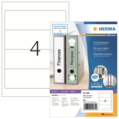 HERMA Ordneretiketten SuperPrint 4284 breit/kurz 192 x 61 mm weiß 400 Stück