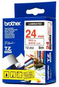 brother TZe-252 Schriftbandkassette 24 mm x 8 m rot auf weiß