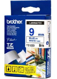 brother TZe-223 Schriftbandkassette 9 mm x 8 m blau auf weiß