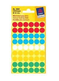 AVERY Zweckform Markierungspunkte/3088 farbig sortiert 12 mm 270 Stück