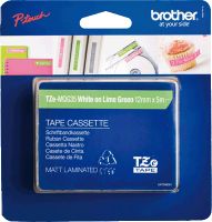 brother TZe-MQG35 Schriftbandkassette 12 mm x 5 m weiß auf grün