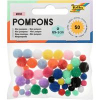 folia Mini-Pompons 50 Stück farbig sortiert