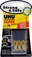UHU Alleskleber Super Strong & Safe MINIS 3x1g/44305, 3x1g, Inh. 3x1g
