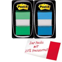 Post-it Index Set/I680-GB2, grün+blau, 25,4x43,2mm, Inh. 2x50