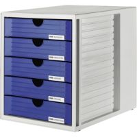 HAN Schubladenbox Systembox 1450-14 DIN C4 5Schubfächer bl