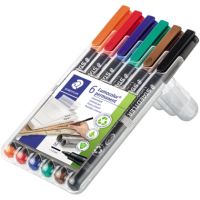 STAEDTLER Folienstift Lumocolor 317 WP6 permanent M mittel 1mm sortiert 6 Stück