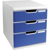 EXACOMPTA Schubladenbox Modulo System 2 A4/325003D, lichtgrau/blau, DIN A4+