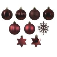 DECORIS Weihnachtskugeln Mix 023924 bruchfest rot 40St