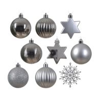 DECORIS Weihnachtskugeln Mix 023922 bruchfest silber 40St