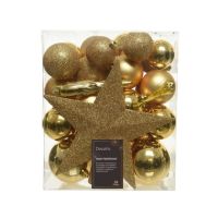 DECORIS Weihnachtskugeln Mix 023370 bruchfest gold 33St